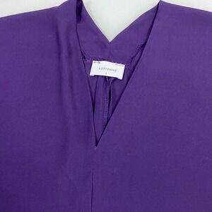 Adrienne Women S Purple V-Neck Dolman Sleeve Blouse Excellent Oversized Tunic